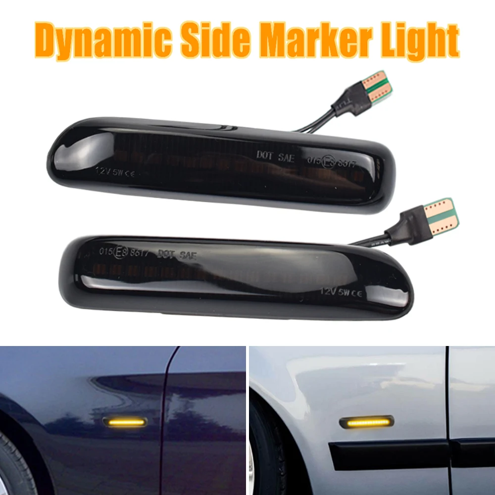 

2pcs Dynamic Amber LED Car Side Marker Turn Signal Sequential Blinker Light For BMW E46 Coupe Compact Cabriolet Touring Saloon