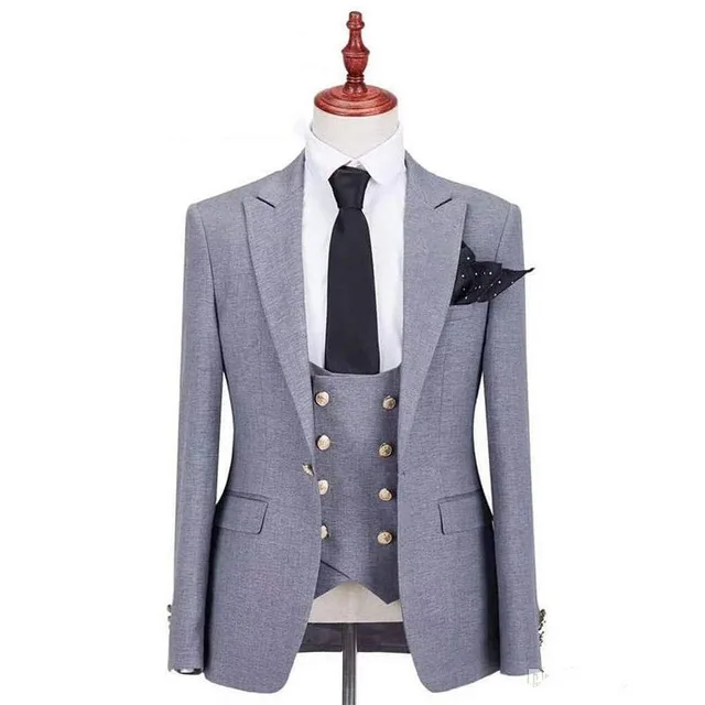 

Men Suits One Button Groomsmen Peak Lapel Groom Tuxedos Wedding/Prom Best Man Blazer ( Jacket+Pants+Vest+Tie)