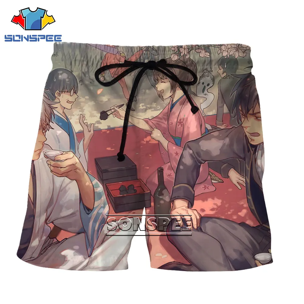 

SONSPEE Summer Shorts 3D Gintama Anime Men Women Shorts Kawaii Fight Young Cool Loli Sexy Funny Harajuku Beach Shorts Men Short