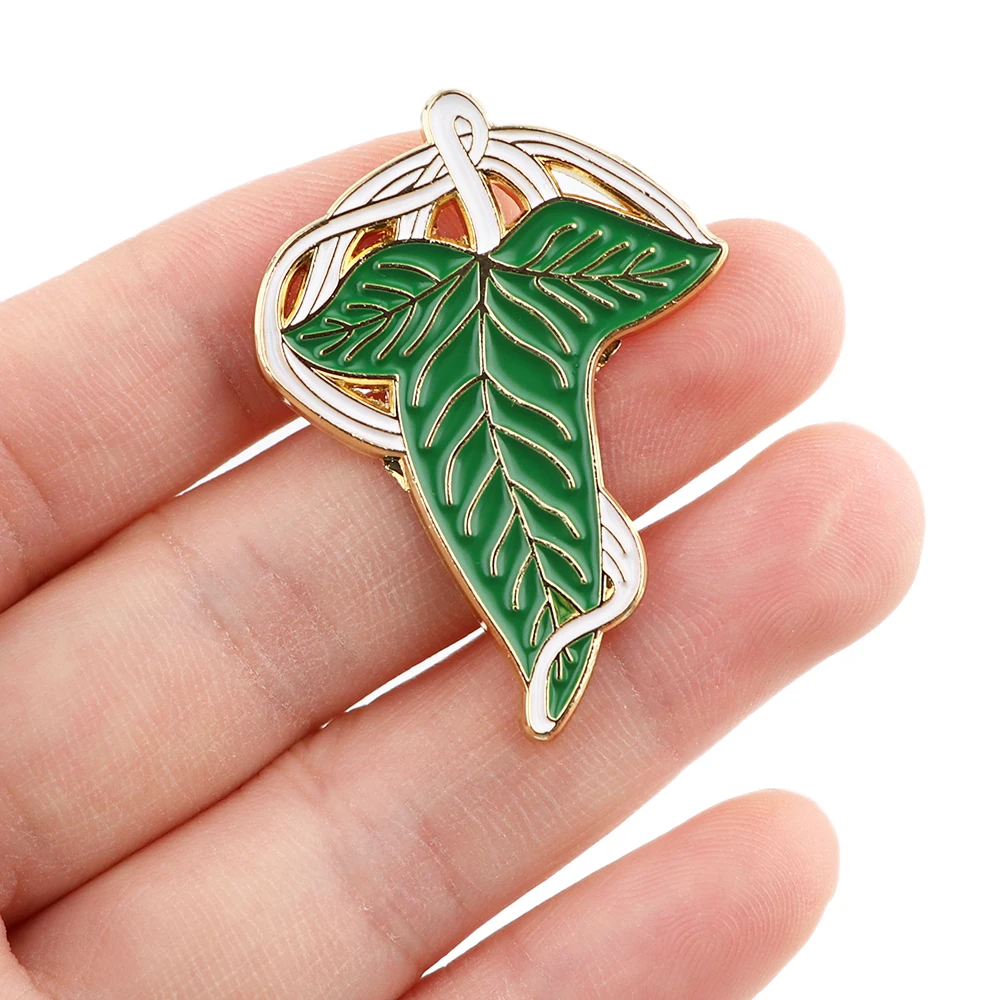 Брошь женская эмалированная в виде зеленых листьев | Украшения и аксессуары