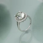 Красота драгоценного камня, искусственное серебряное кольцо с ажурным ореолом, кольца с натуральным зеленым аметистом из циркония для женщин, Изящные Ювелирные изделия