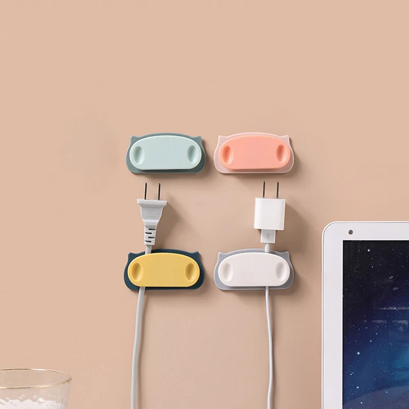 

4PCS Self-adhesive Plug Room Organizer Holder Concise Windable Punch-free Home Cable Manager Space Wire Saving No Mark Household