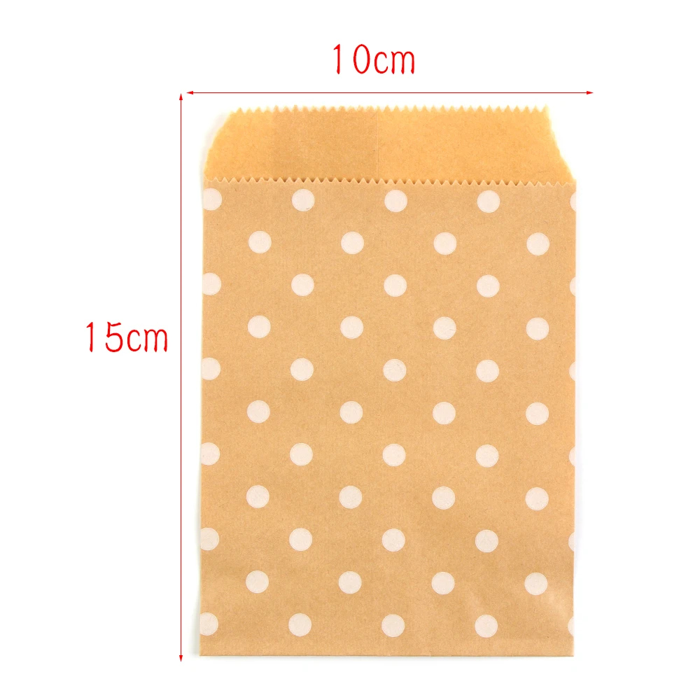 

50pcs 15*10CM Wave Dot Kraft Paper Candy Biscuit Bags Packing Pouch Popcorn Bag Birthday Wrapping Supplies Pastry Tool