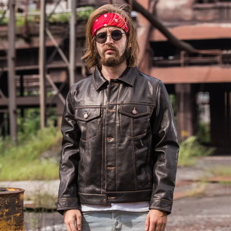 

Streetwear Autumn Men Winter Sheepskin Coats Flight Man's Real Leather Jackets And Coats Leather Jackets