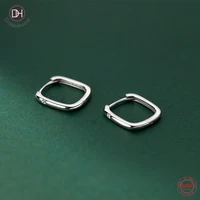 dreamhonor genuine 925 sterling silver big square shape clip earrings for women birthday gifts jewelry smt093