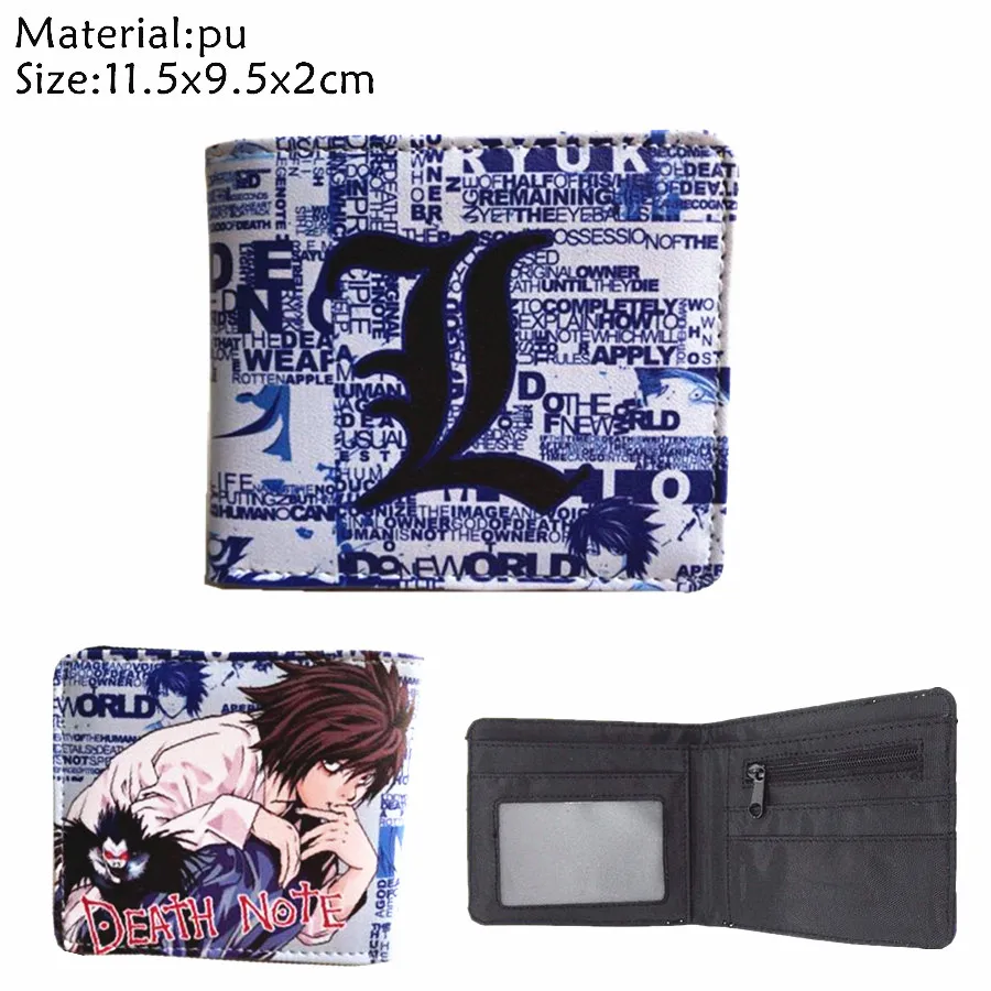 D Кожаный кошелек с рисунком аниме «Death Note L», короткий, двойной, держатель для карт, для фотографий, из искусственной кожи, для мальчиков и девочек, карман для монет на молнии, кошельки с мультипликационным принтом, подарок - Цвет: D