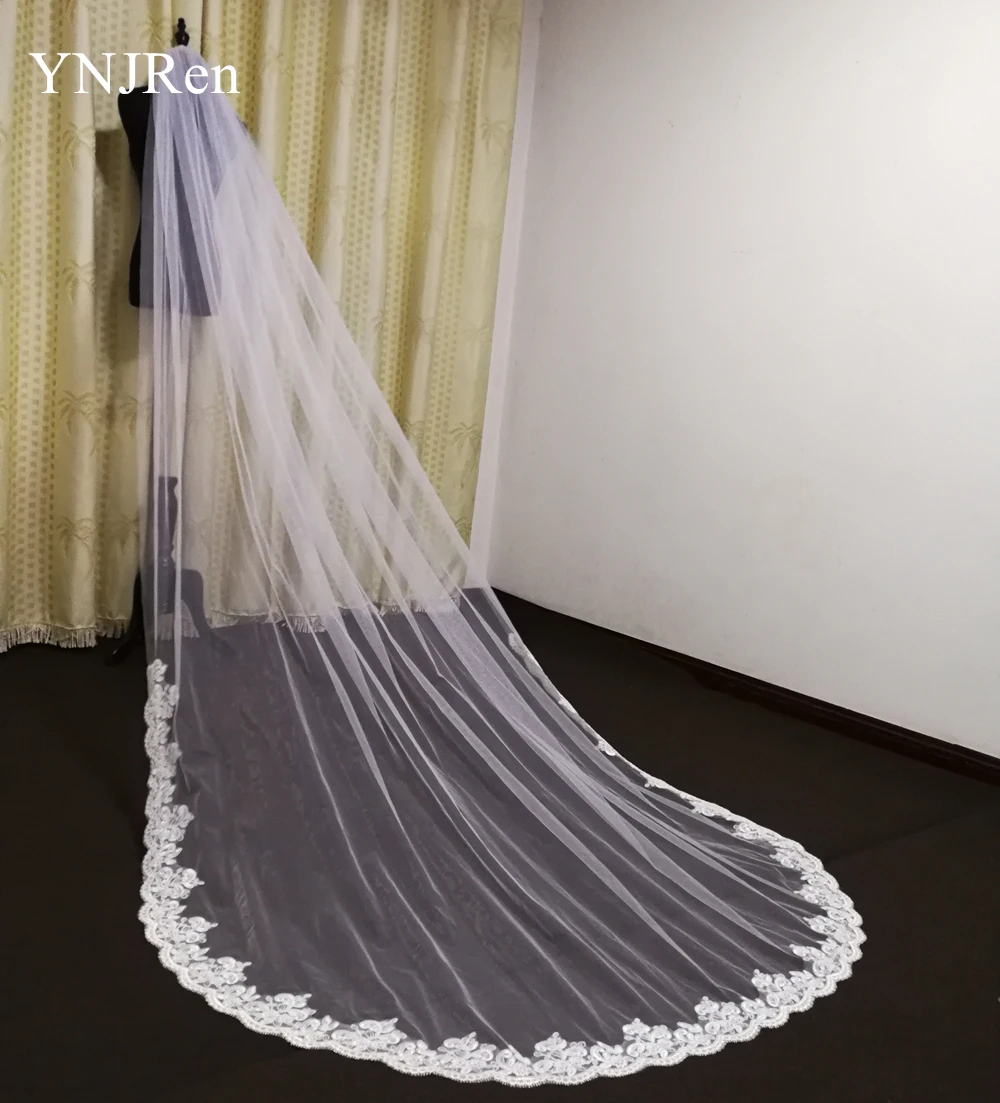 New wedding veil lace cathedral long bride Ivory White Wedding accessories with metal comb Custom | Свадьбы и торжества