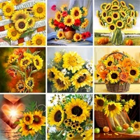 gatyztory beautiful sunflower painting by numbers for adults oil paints kits diy framed drawing on canvas home decoration