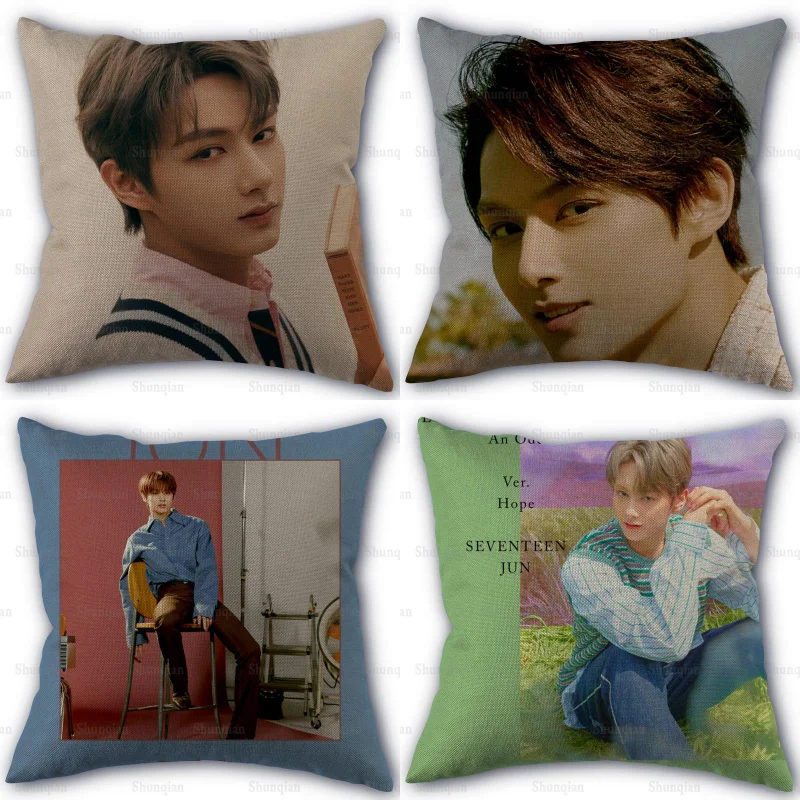 

Под заказ, декоративная наволочка Seventeen JUN K-POP для свадебной подушки, размер 45x45 см Cne Side