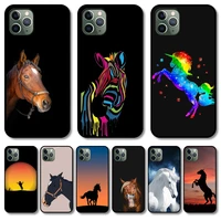hot horse phone case cover for iphone 12 pro max 11 8 7 6 s xr plus x xs se 2020 mini black cell shell