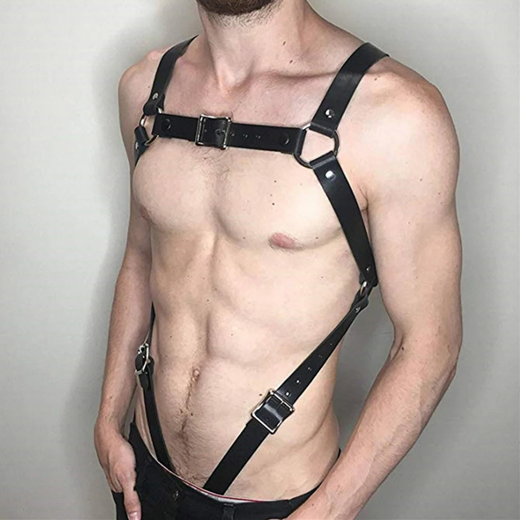 Мужское нижнее белье нагрудный кожаный ремень регулируемые подтяжки Броня