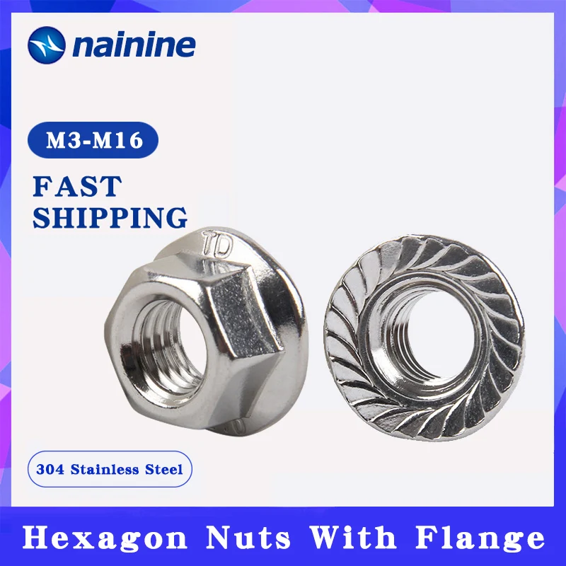 

DIN6923 304/316 шестигранные фланцевые гайки из нержавеющей стали