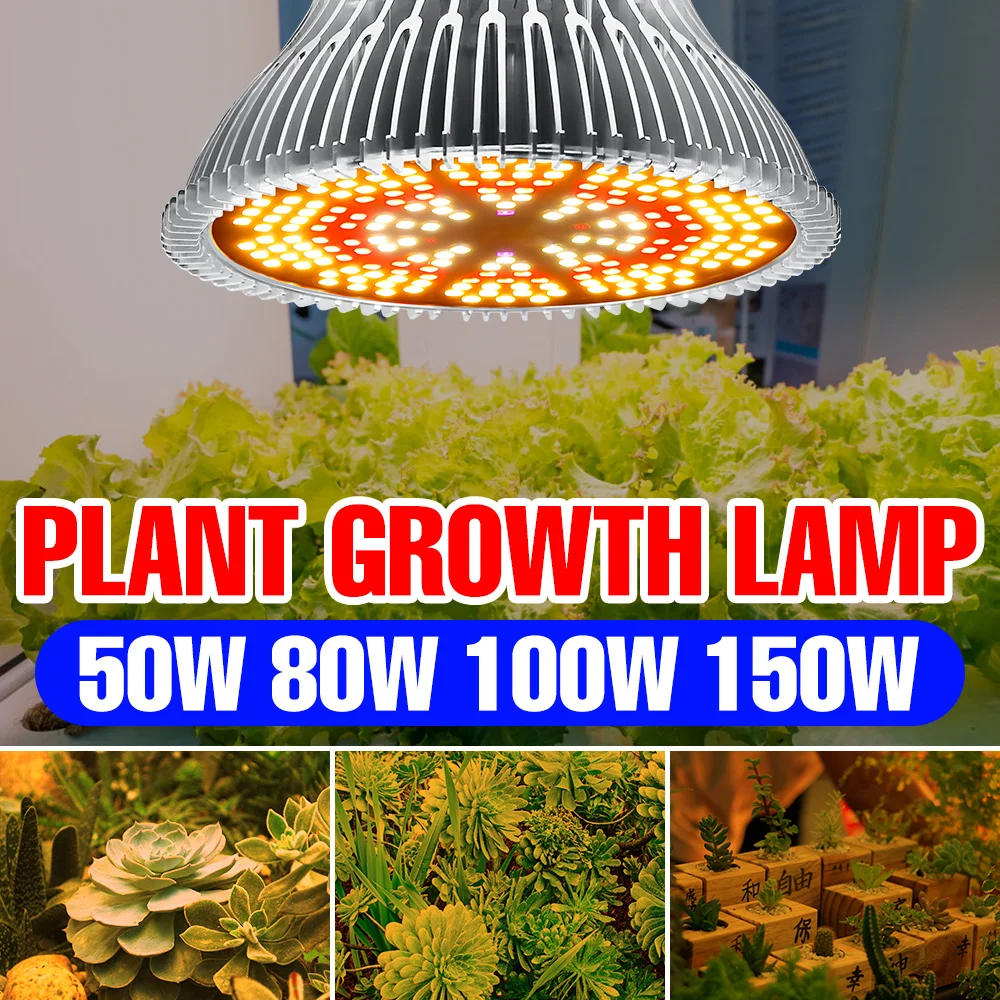 

LED Grow Light LED Phyto Lamp Plant Seed E27 Full Spectrum Lampara Hydroponic Plant Spotlight Growth Tent 50W 80W 100W 150W Bulb