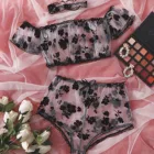 Женское нижнее белье, женское сексуальное нижнее белье, соблазнительное нижнее белье из трех предметов, соблазнительное черное Сетчатое нижнее белье, чувственное женское белье, комплект нижнего белья