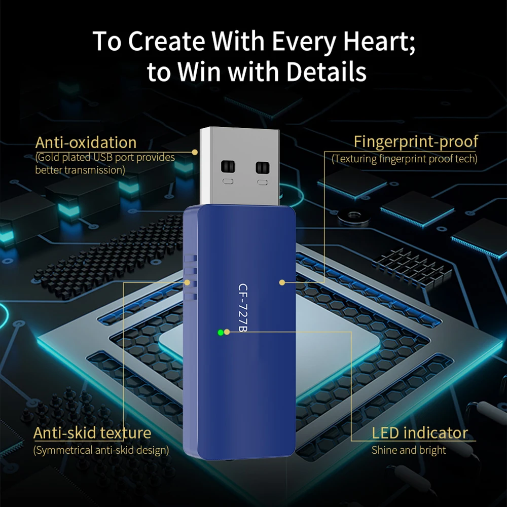 Высокоскоростной двухдиапазонный беспроводной USB Wi-Fi адаптер 1300 Мбит/с RTL8822BU 2 4G 5