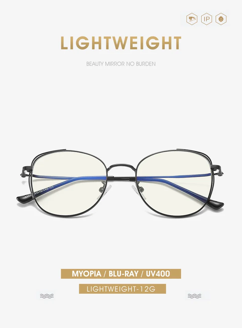 Computer Glasses Frame Eyewear Anti Blue Light Round Cat Eye Glasses Blue Light Glasses Women Anti Radiation Screen Eyeglasses