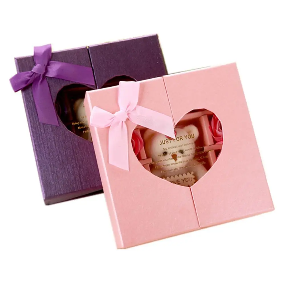 

Bear Doll Rose Scented Petal Bath Birthday Handmade Romantic Rose Soap Cleaning 4 Color Cute Wedding with Luxury Box Lovely