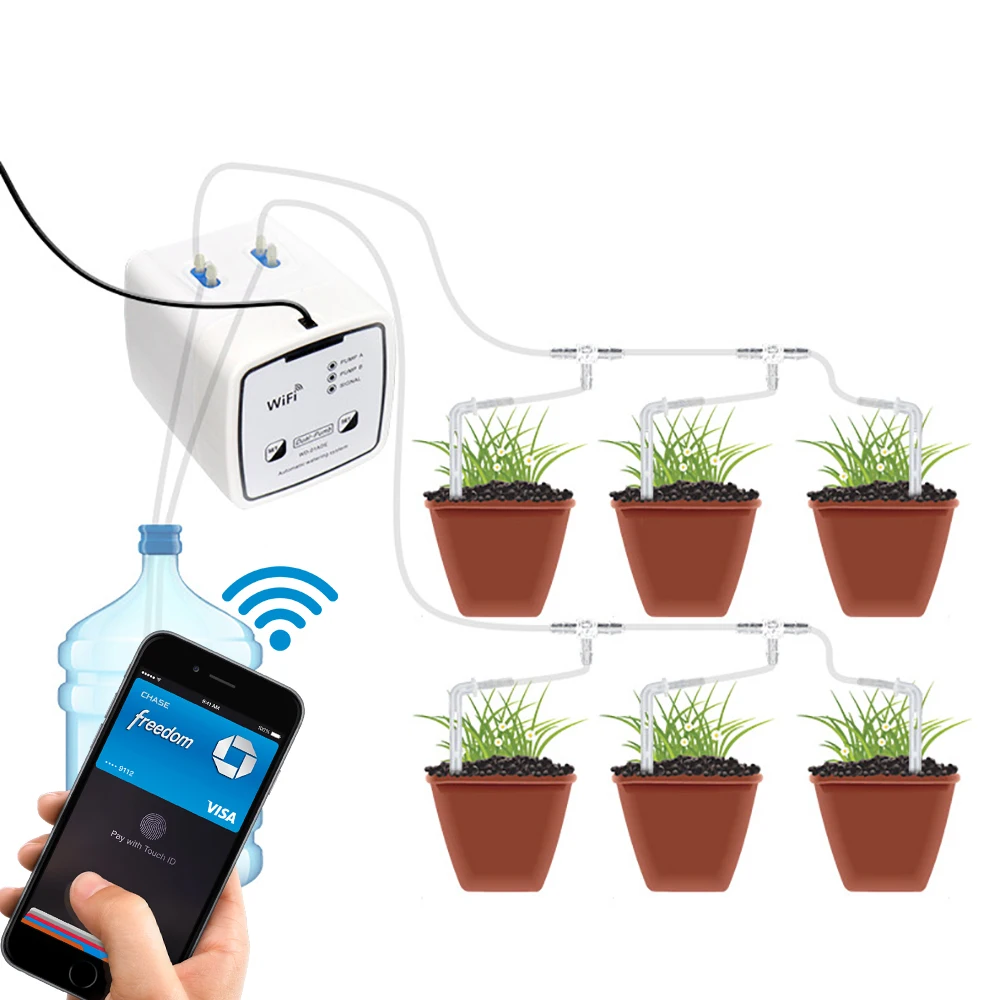 

EU Plug Automatic Watering Device WIFI Control Garden Self-Watering Kit For Flowers Double Pump Intelligent Drip