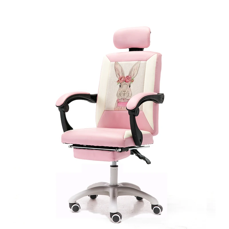 

Компьютерное кресло «Якорь» для женщин, удобное офисное кресло для девушек розового цвета с милым мультяшным рисунком, Современное креатив...
