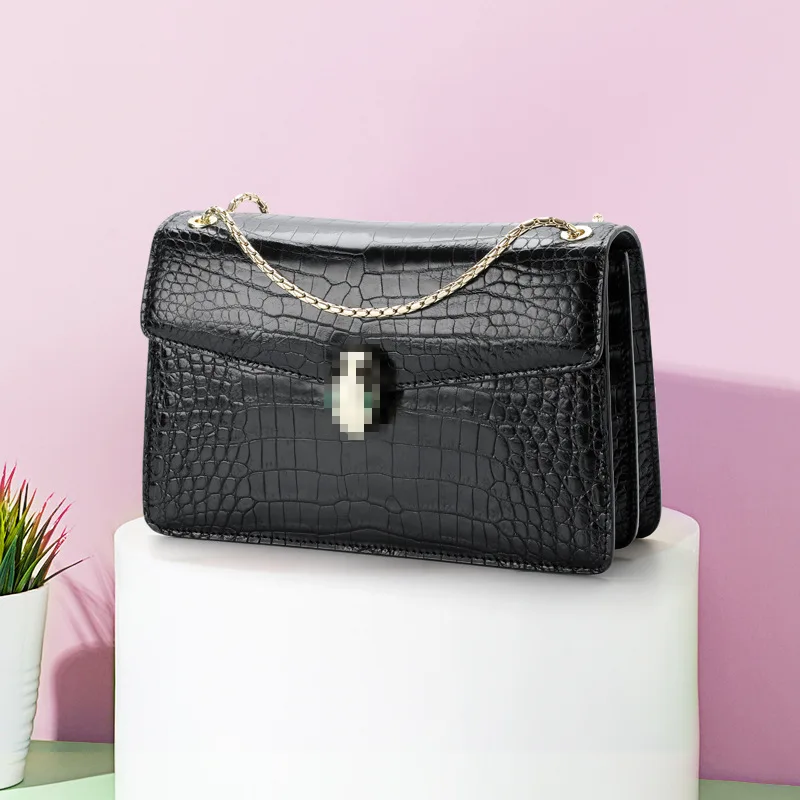 

Leather Handbags 2021 New Noble Fashion Casual Crocodile Leather Bags Women Stickers Shoulder Messenger Bag New Bags Women