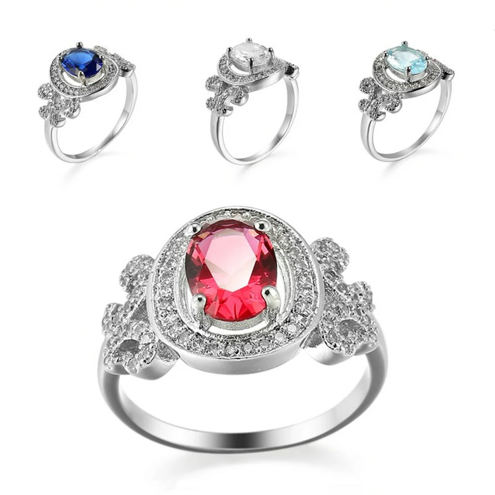 

Luxury White Crystal Big Square Stone Rings Boho Female Girls Zircon Wedding Bands Engagement Ring Jewelry Cz