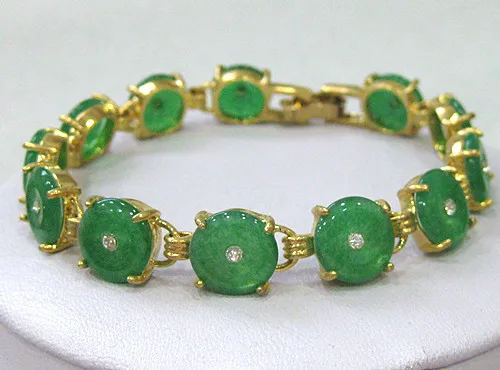 

2 choices wholesale chinese /silver plated inlay green AAA 7.5" Bracelet fashion jewelry