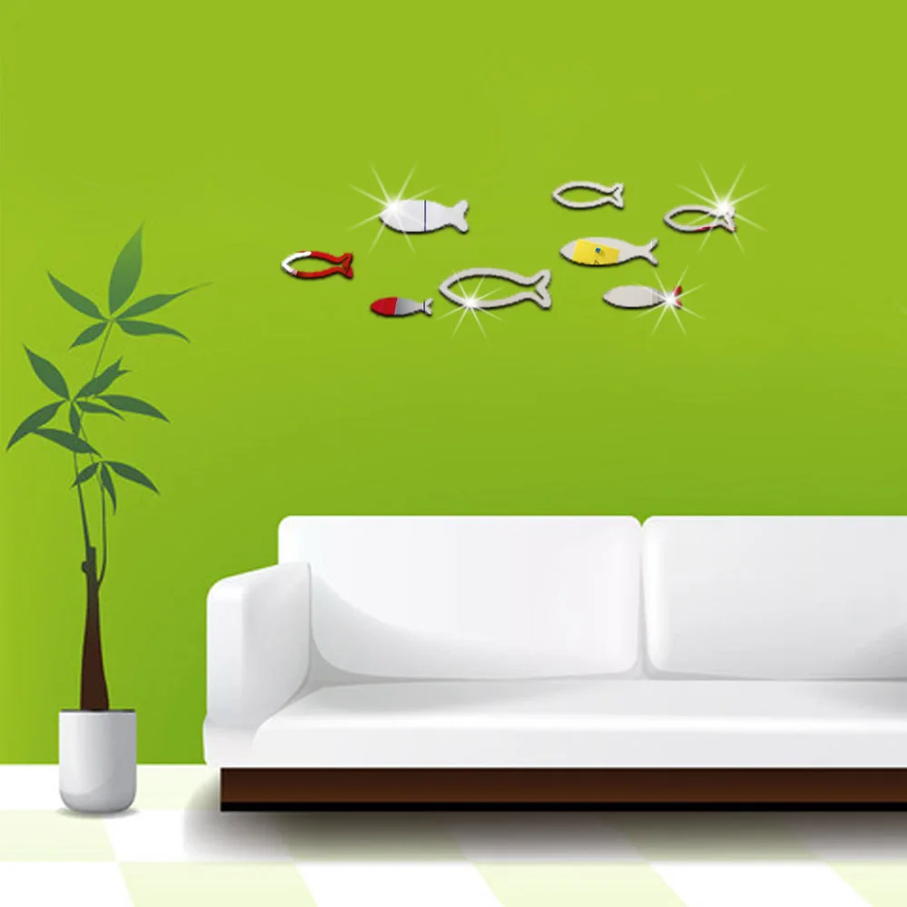 Один пакет Funlife Подводное зеркало в форме рыбы стикер для ванной гостиной спальни