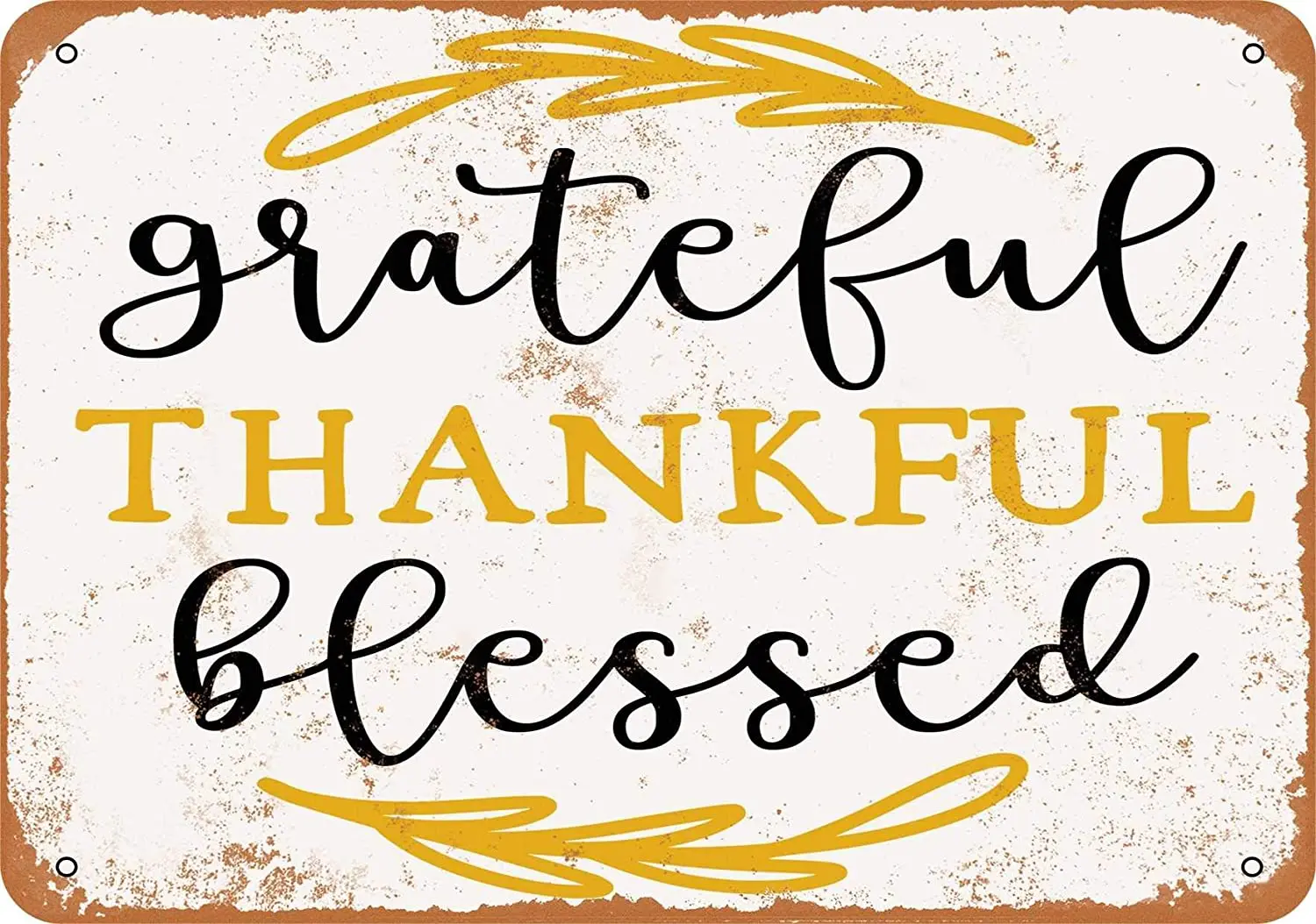 

WallColor 8*12 Metal Sign Grateful Thankful Blessed Vintage Look