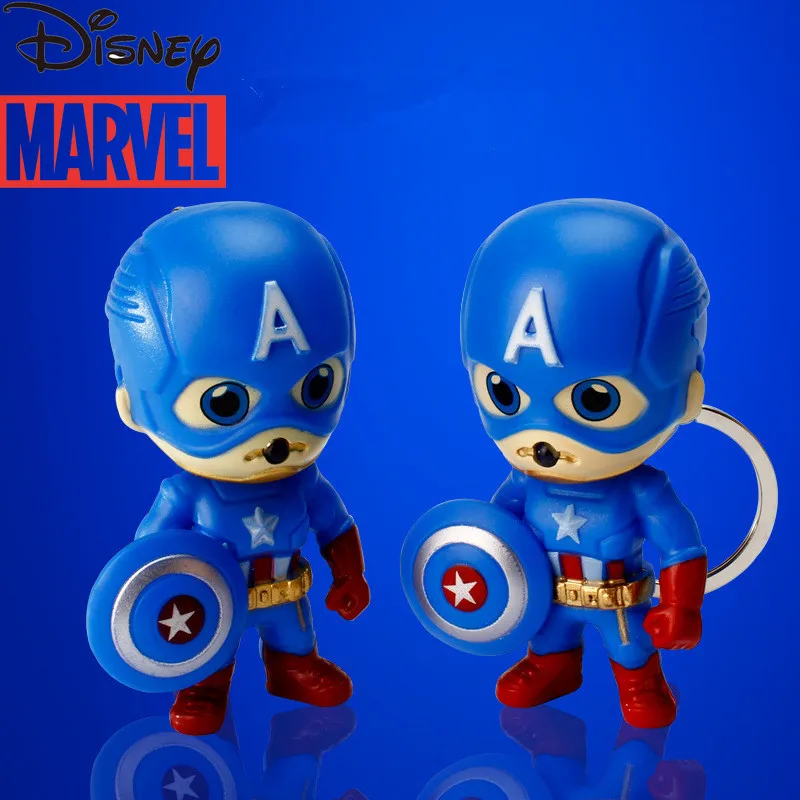 

Marvel Avengers Captain America Figures Toy Led Light Sound Captain America Keychains Car Bag Pendant Gift