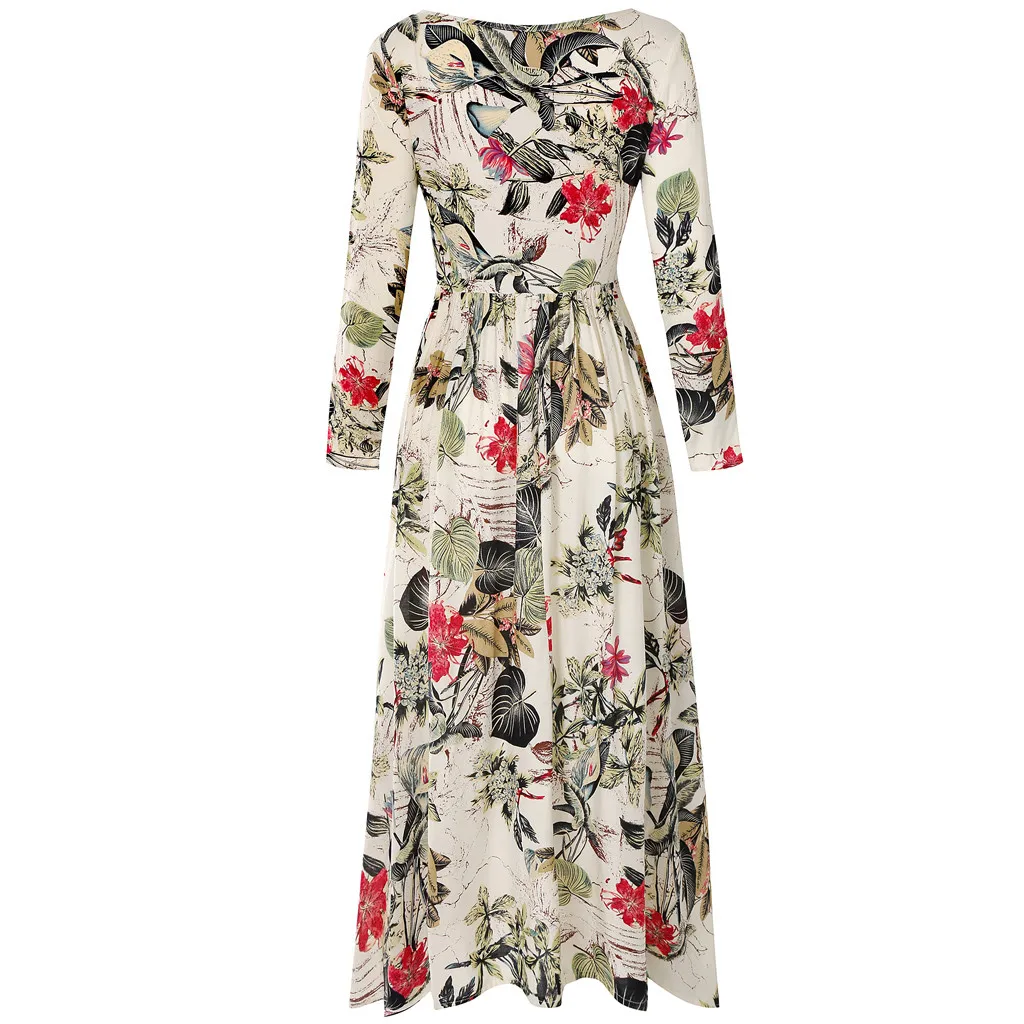 Платье с длинными рукавами зеленого цвета оригинальным изображением