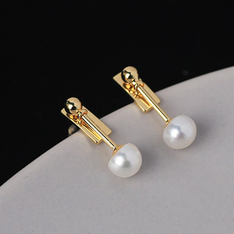 Модные корейские серьги с пресноводным жемчугом для девочек простые