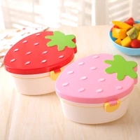 500ml lunch box cute cartoon strawberry shape 2 layer food fruit storage bento boxs microwave tableware kids outdoor school bowl