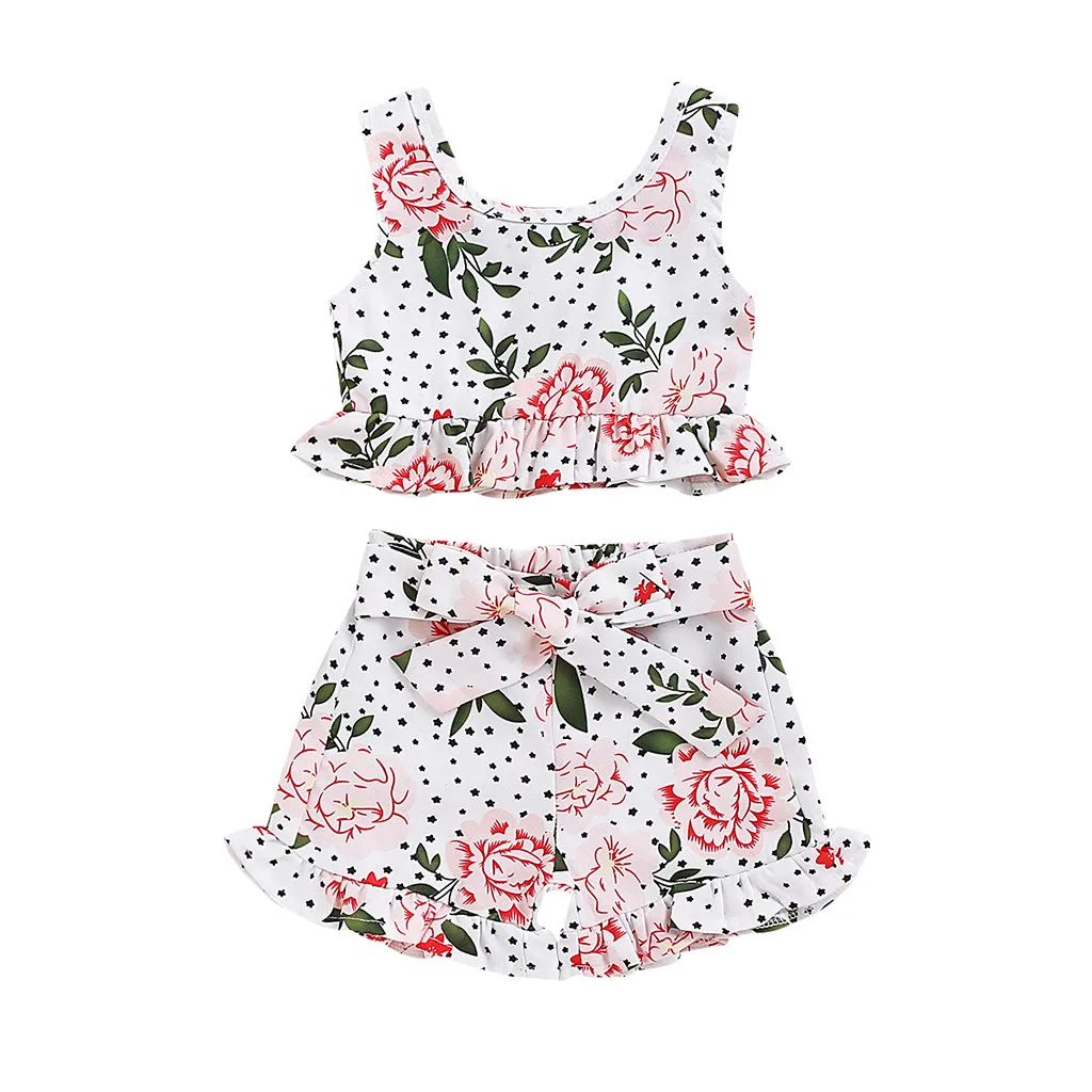 Новинка симпатичная одежда без рукавов с цветочным рисунком для маленьких