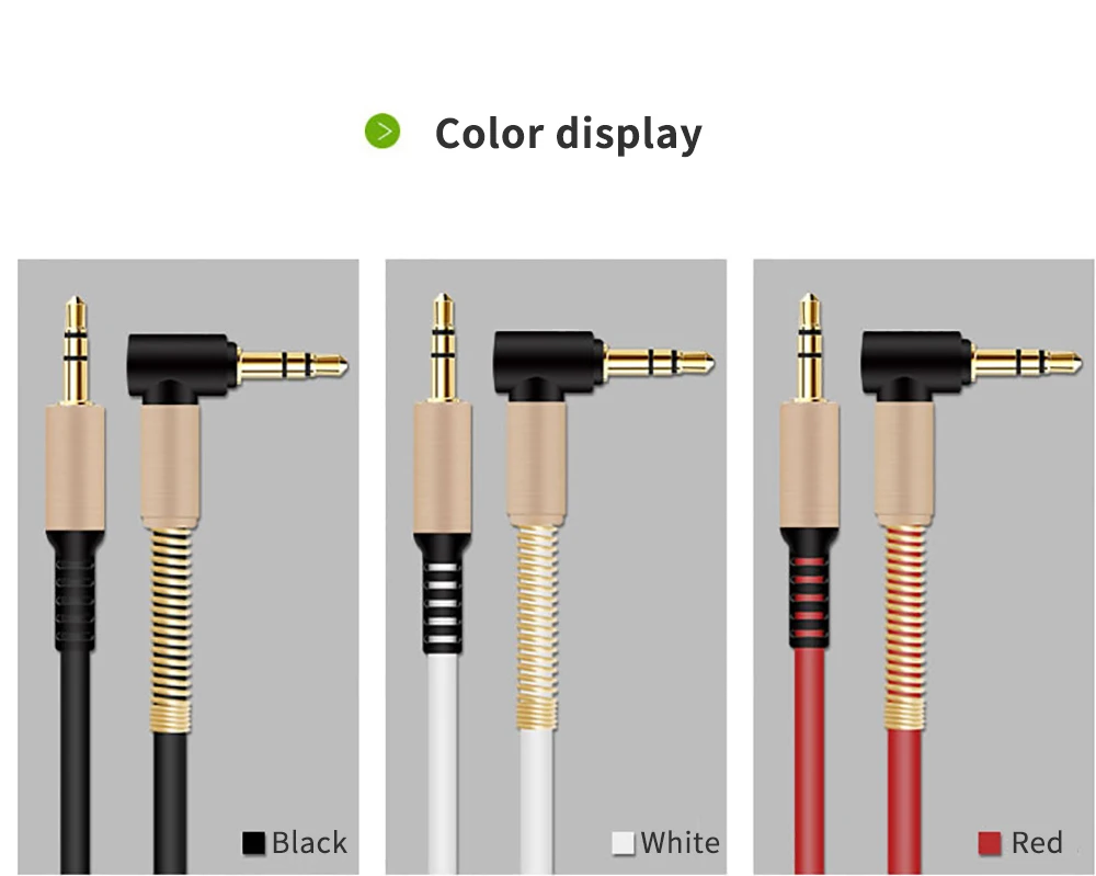 Anti-break high-elastic headphone cable 90 degree elbow spring audio cable 3.5 car AUX audio cable HIFI stereo audio cable