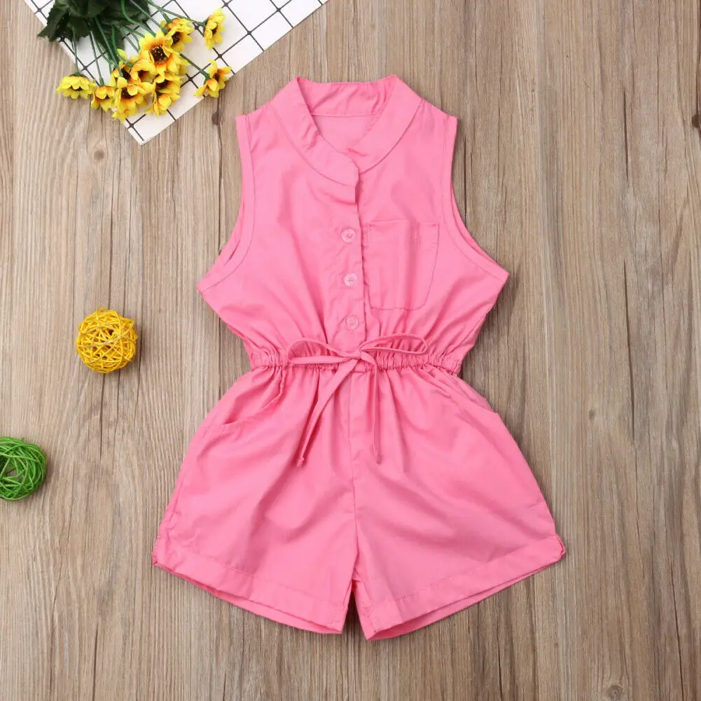 Одежда без рукавов Комбинезоны для маленьких девочек комбинезон Повседневная