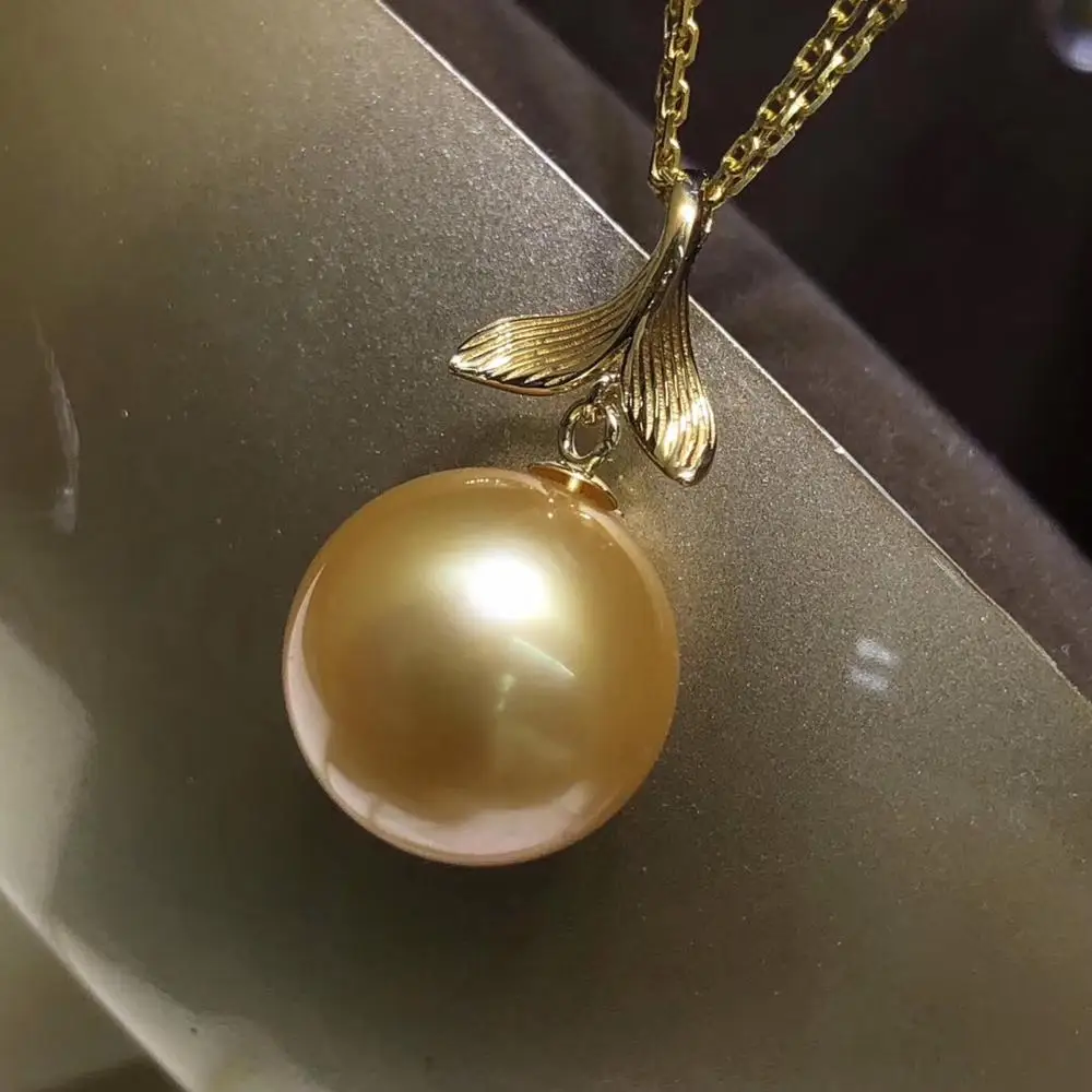 

Mermaid Tail 18K Yellow Gold Pendant Base Mountings Settings AU750 Jewelry Findings for Pearls Coral Agate Crystal Beads Stones