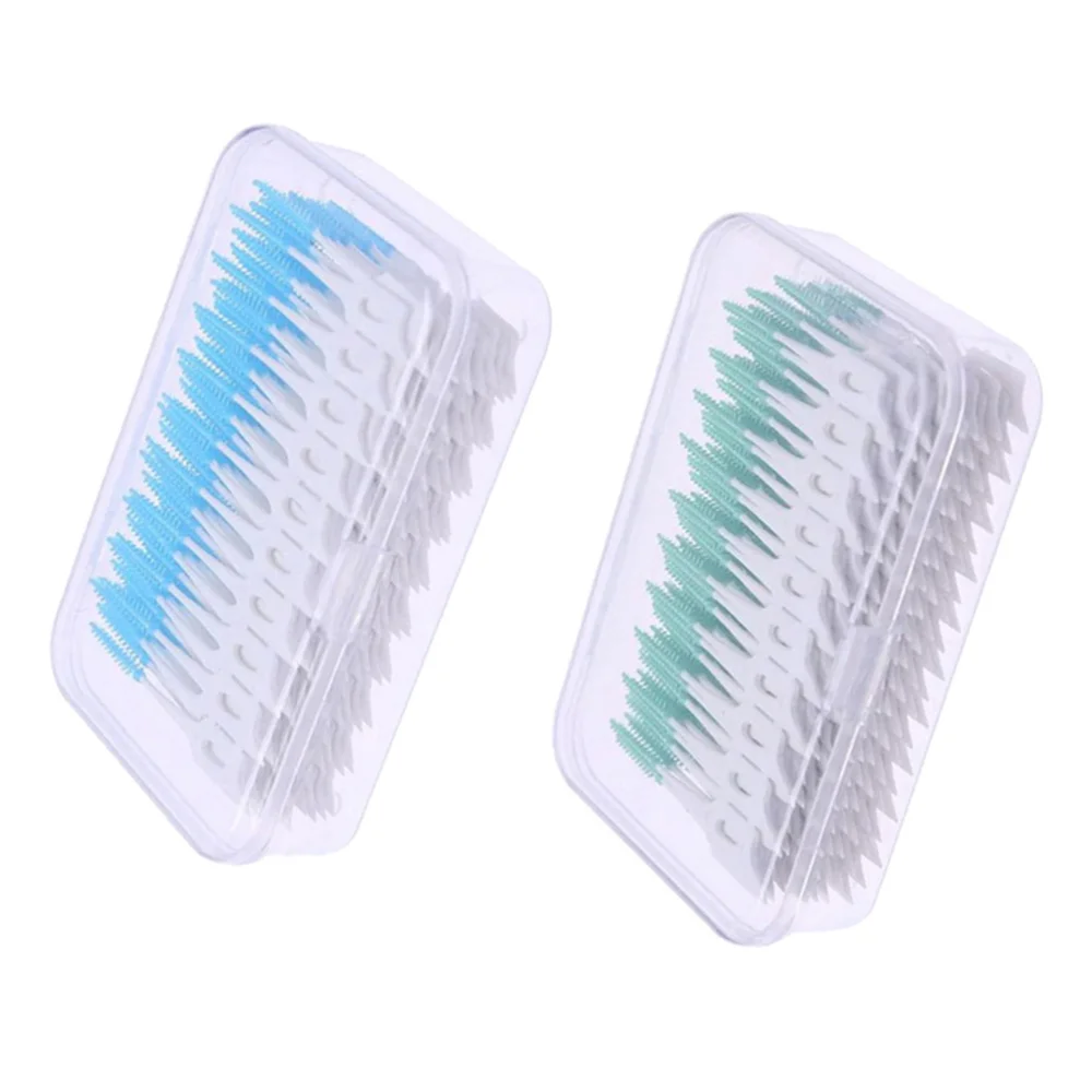 

320pcs Portable Silicone Tooth Picks Hygiene Floss Picks (Green and Blue)