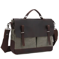 fashion genuine leather canvas mens briefcase genuine leather messenger bag men shoulder bag crossbody bag tote business bag