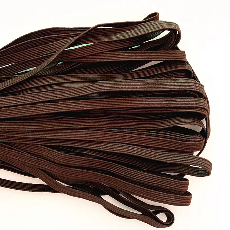 

5-20 meters coffee DIY Woven Elastic Sewing Ribbon Household Mask 6mm NHS Dress