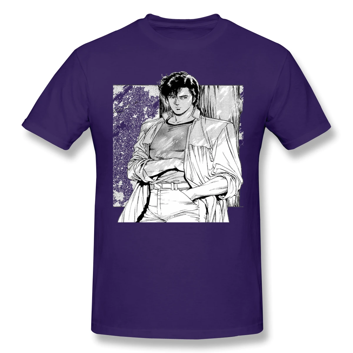 City Hunter - Ryo Saeba художественная черная футболка с коротким рукавом | Мужская одежда