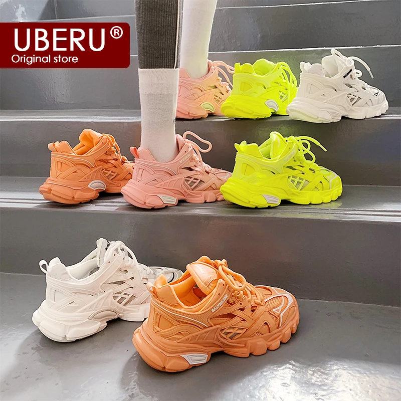 UBERU2020new couple sports shoes wild hollow pu increase bottom soft men and women running breathable casual women's | Обувь