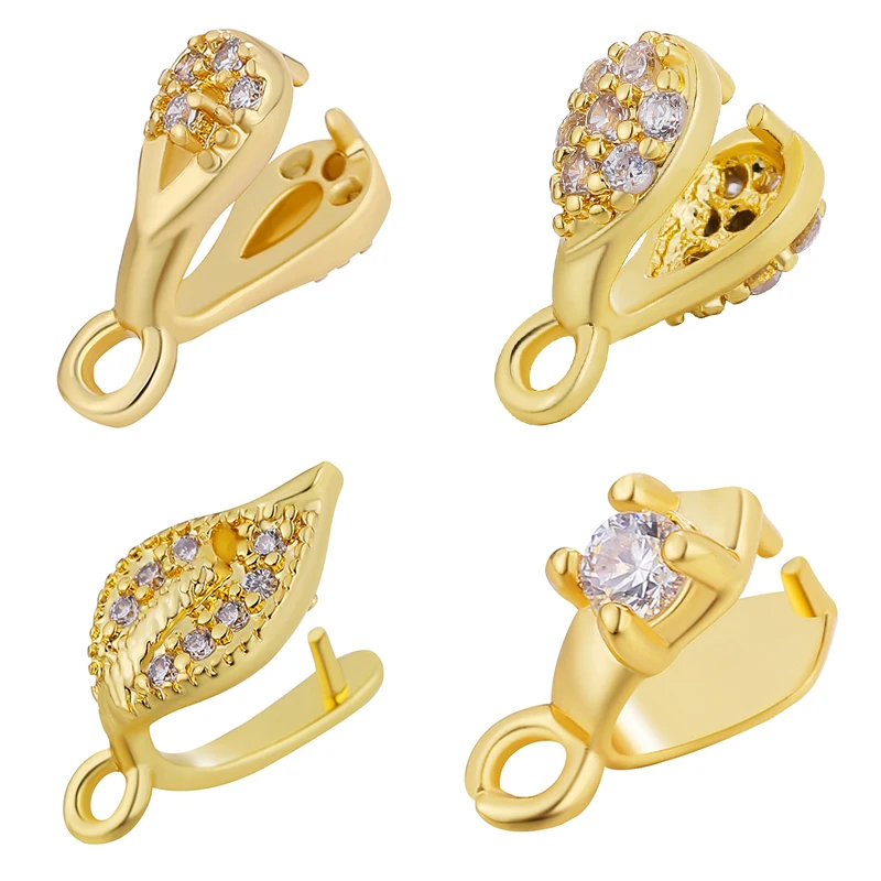 

Juya DIY Wholesale Jewelry Clamp Pinch Clip Bail Hooks Accessories For Women Crystal Agate Earrings Necklace Jewelry Making