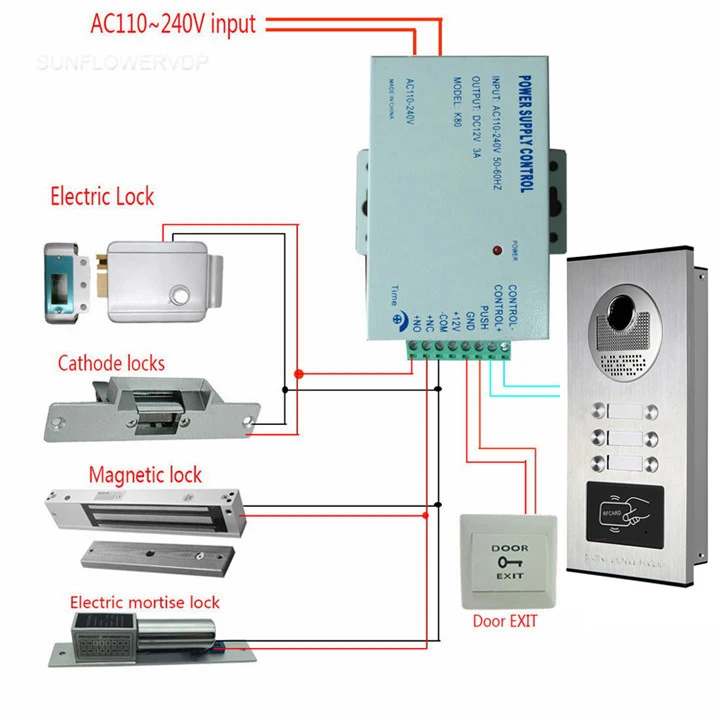 Intercoms For Apartment Access Control 9 inch Color Video Intercom For Home Video Door Entry With Electric Strike Lock Door Bell