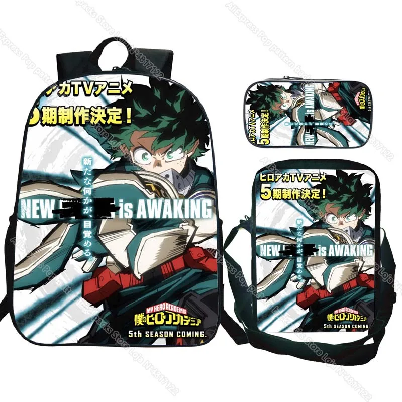 

Рюкзак для мальчиков и девочек Boku No Hero Academia, 3 шт./компл., с пеналом, через плечо