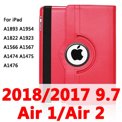 Air12 2017-18-red 360 Вращающийся чехол для Apple iPad 2/3/4 Air 1/2 A1430 A1458 A1460 iPad2 iPad3 iPad4 Air1 Air2 планшетный чехол для i Pad 9,7 - Цвет: Air12 2017-18-red