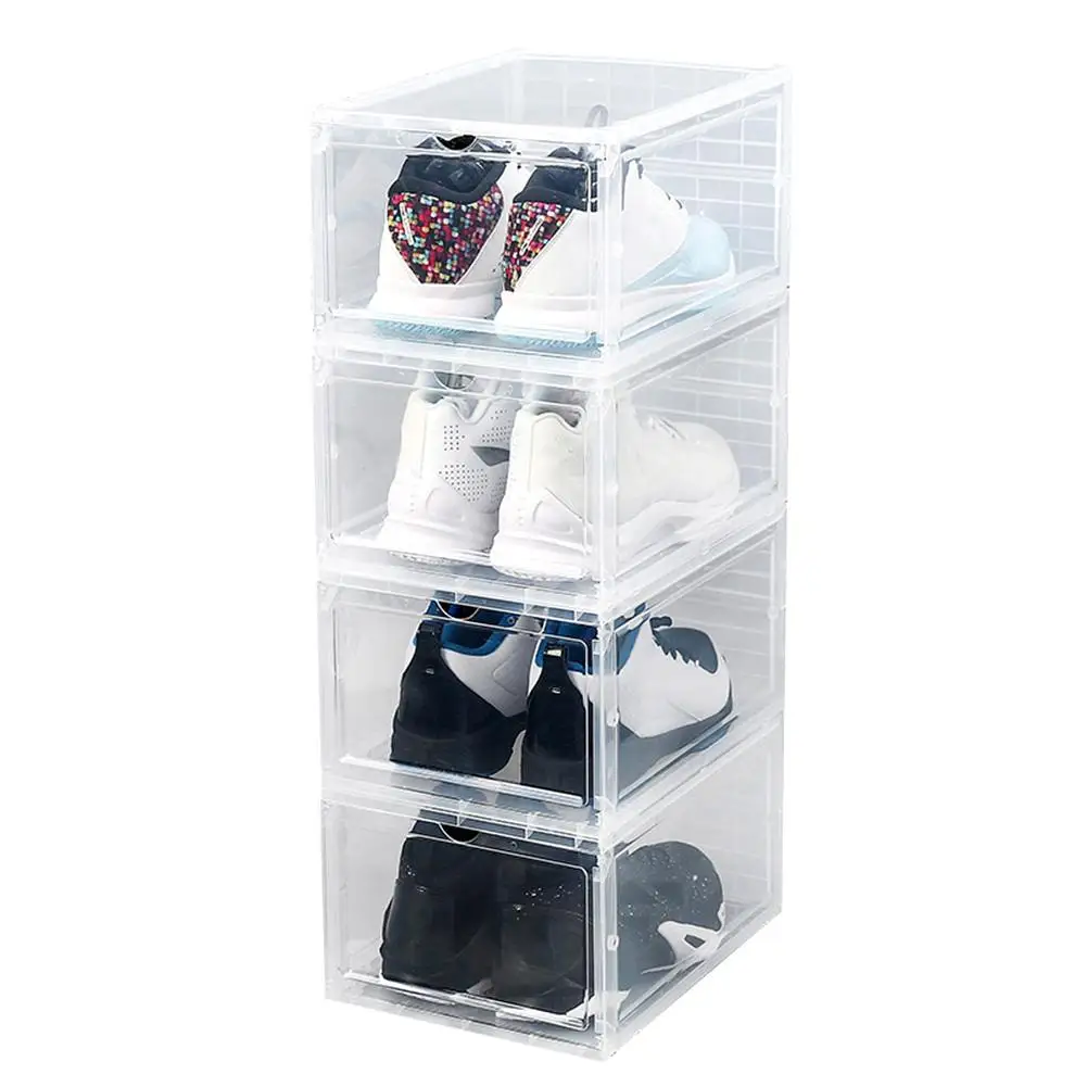 

Clear PP Dust-proof Stackable Flip Drawer Shoes Box Storage Container Organizer for Home Organizer Space Saving Plastic Drawers