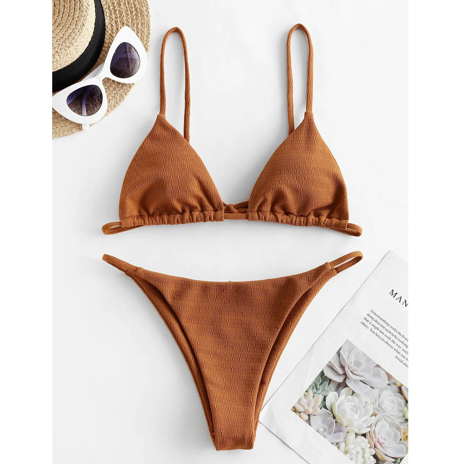 

Women Striped Push Up High Cut Hight Waist Halter Bikini Set Two Piece Swimsuit Bandage Bikinis Set Padded Bathing Suit