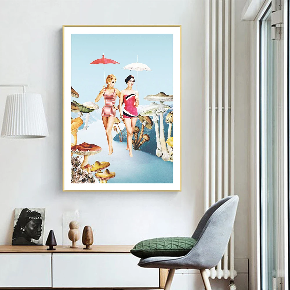 Pretty Woman And Mushrooms Fashion Canvas Painting Poster and Print Wall Art Picture Nordic Modern Living Room Decoration | Дом и сад