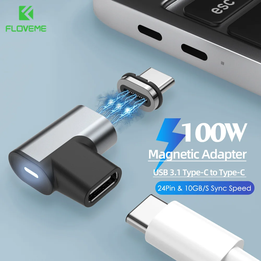 Магнитный конвертер FLOVEME 100 Вт Usb C под прямым углом | Мобильные телефоны и