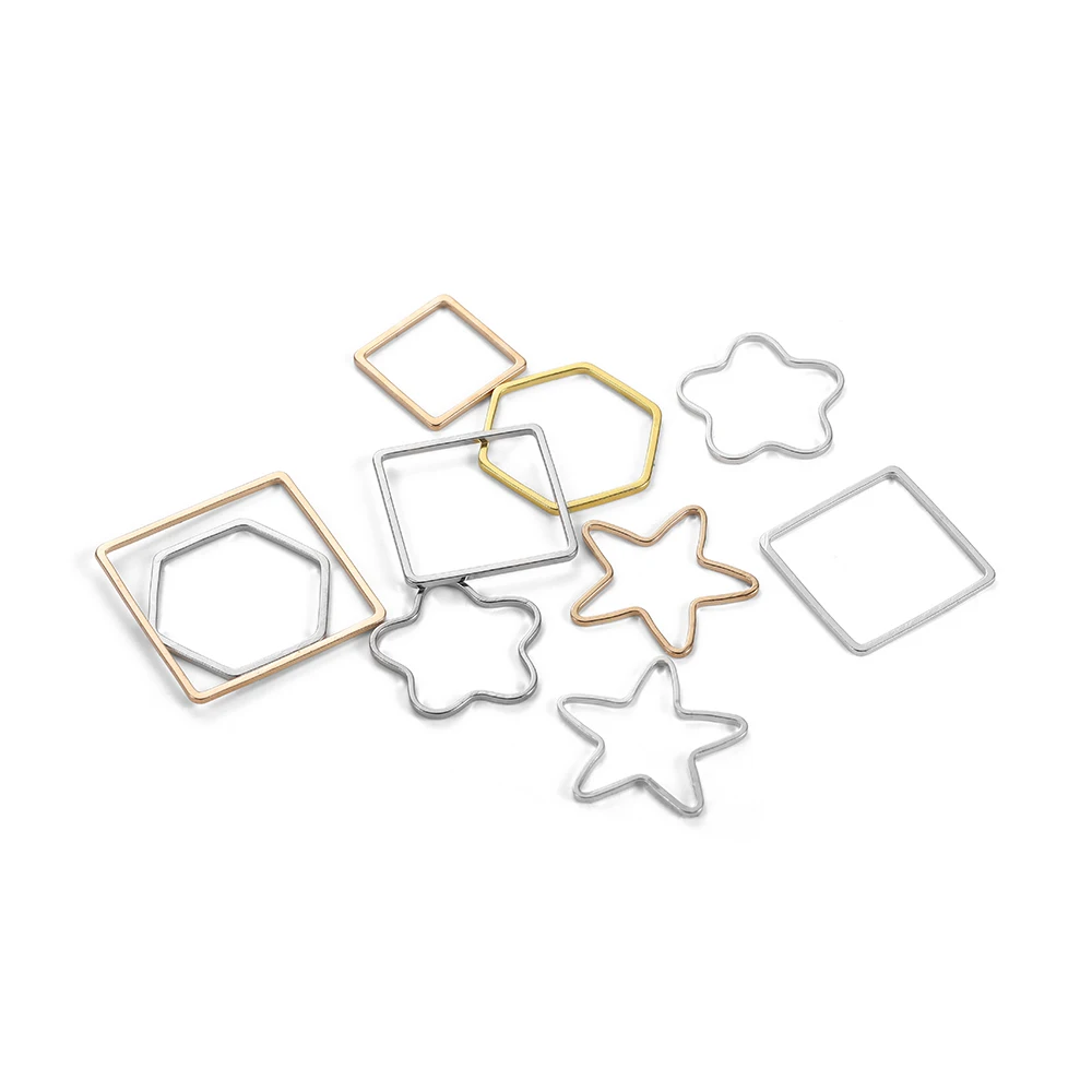 

30pcs Copper Frame Molds Geometric Border Hollow Base Star Heart Epoxy Resin Charms For DIY Pendants Jewelry Making Accessories